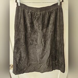 Vintage - Suede "Changes" Fully Lined Black A Line Midi Skirt - Size 10